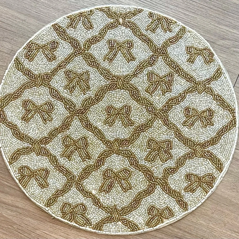 Tahari Gold and Cream Door Mat with Elegant Accents